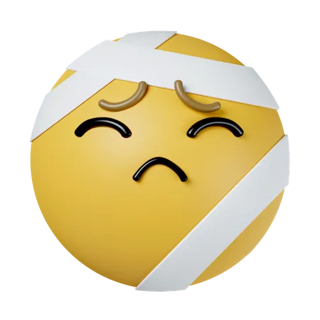 Emoticono 3 D Con Emoji De Cabeza Vendada Icono Aislado Sobre Fondo Gris Ilustracion De Representacion 3 D Trazado De Recorte 3D Icon