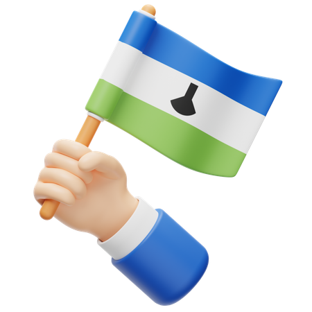 Lesotho flag in hand  3D Icon