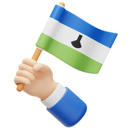 Lesotho flag in hand  3D Icon