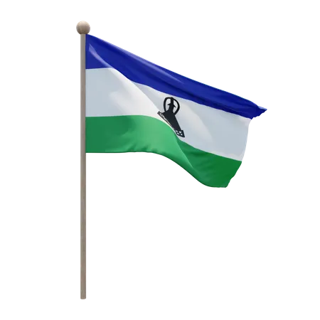 Lesotho Flag Pole  3D Flag