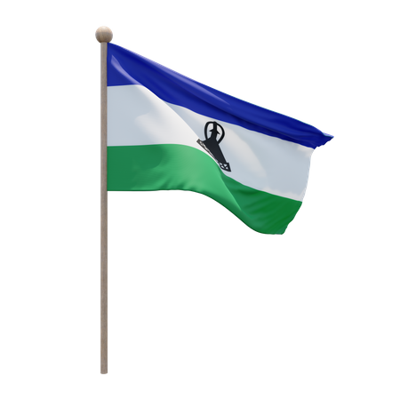 Lesotho Flag Pole  3D Illustration