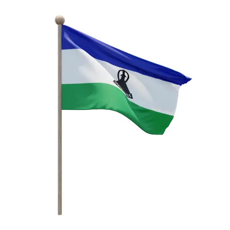 Lesotho Flag Pole  3D Illustration