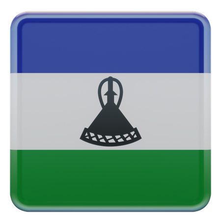 Lesotho Square Flag  3D Icon