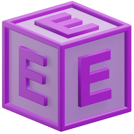 Cubo de la letra e  3D Icon