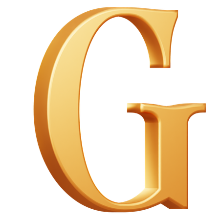 Letra g maiúscula dourada  3D Icon