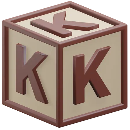 Letra K Alfabeto En La Ilustracion Del Icono 3 D Del Bloque Con Fondo Transparente 3D Icon