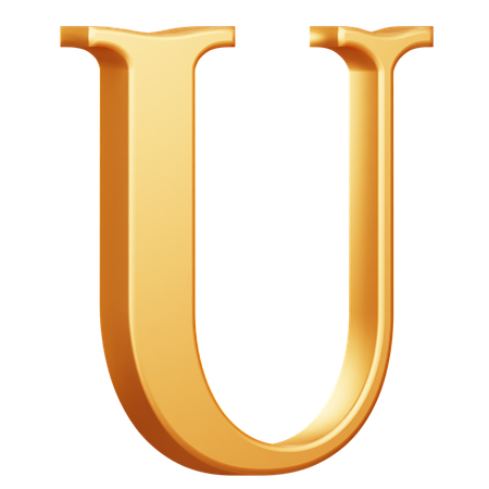 Letra u maiúscula dourada  3D Icon