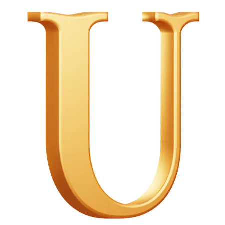 Letra u maiúscula dourada  3D Icon