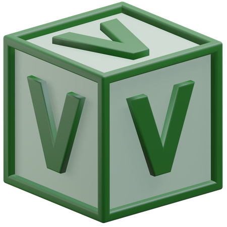 Cubo letra v  3D Icon