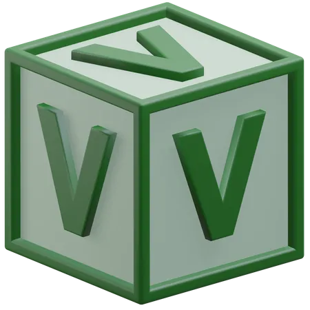 Cubo letra v  3D Icon