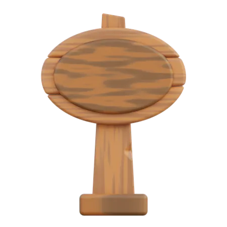 Letrero de madera circular  3D Icon