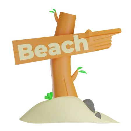 Letrero de playa  3D Illustration