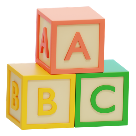 文字ブロック a b c  3D Icon