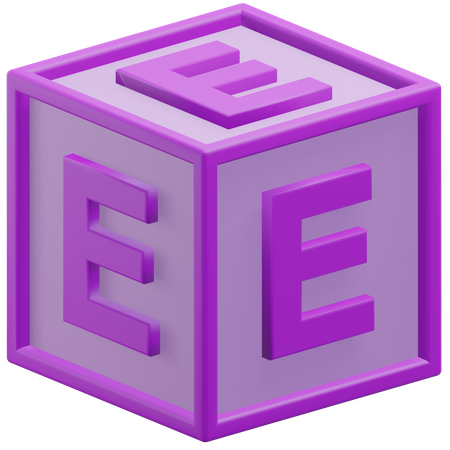 Letter E Cube  3D Icon