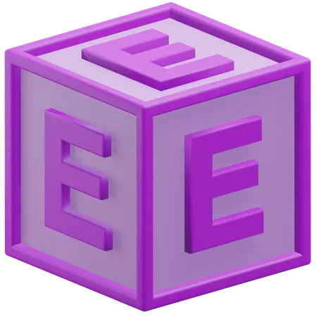 Letter E Alphabet At The Block 3 D Icon Illustration With Transparent Background 3D Icon