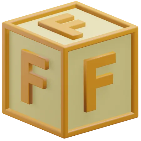 Letter F Alphabet At The Block 3 D Icon Illustration With Transparent Background 3D Icon