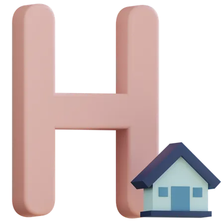 3 D Letter H With Isolated Background 3D Icon
