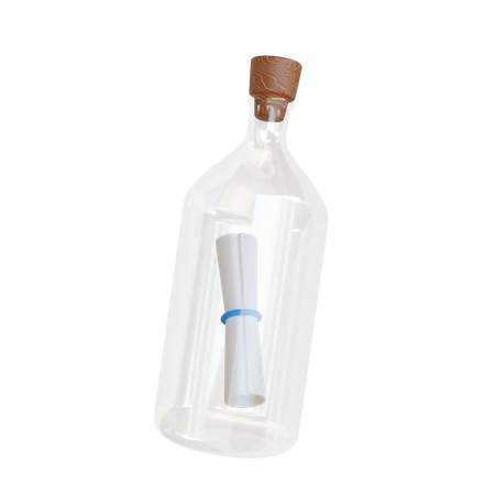 Letter In Bottle 3D Icon