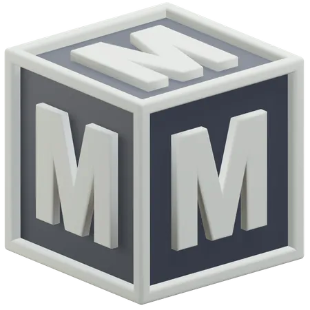 Letter M Alphabet At The Block 3 D Icon Illustration With Transparent Background 3D Icon