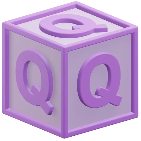 Letter Q Alphabet At The Block 3 D Icon Illustration With Transparent Background 3D Icon