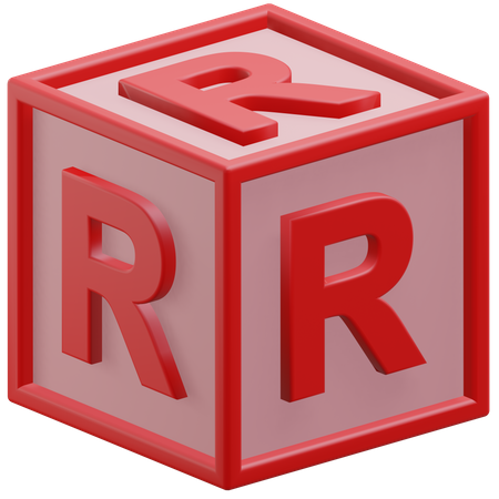 Letter R Cube  3D Icon