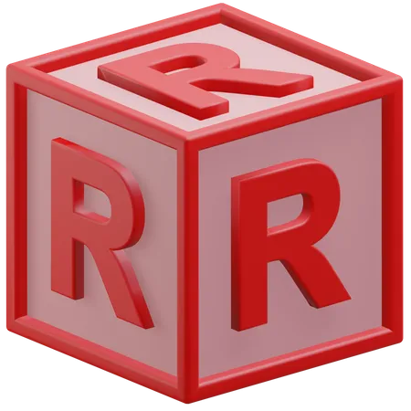 Letter R Alphabet At The Block 3 D Icon Illustration With Transparent Background 3D Icon