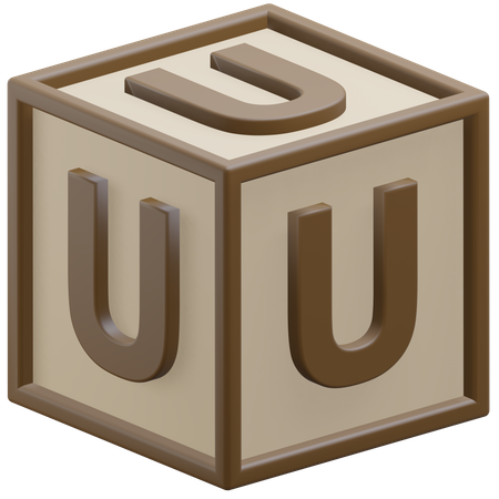 Letter U Cube  3D Icon