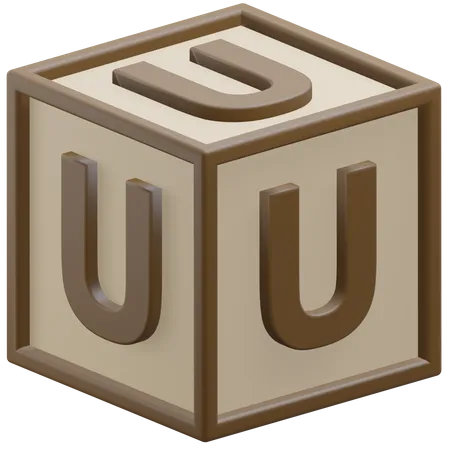 Letter U Alphabet At The Block 3 D Icon Illustration With Transparent Background 3D Icon