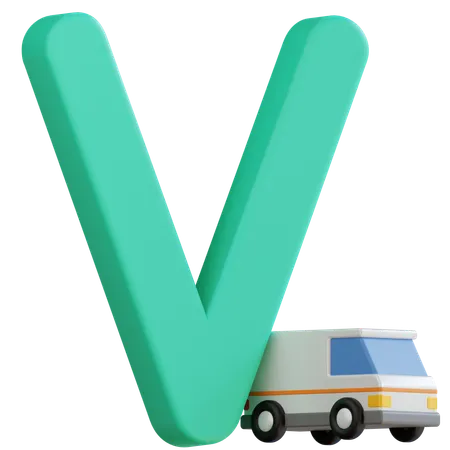 3 D Letter V With Isolated Background 3D Icon