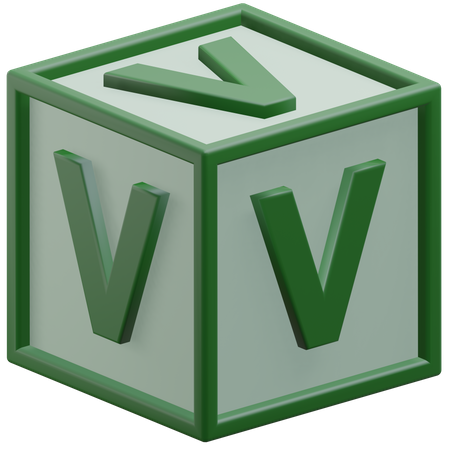 Letter V Cube  3D Icon