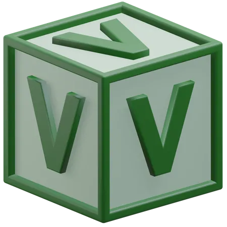 Letter V Alphabet At The Block 3 D Icon Illustration With Transparent Background 3D Icon