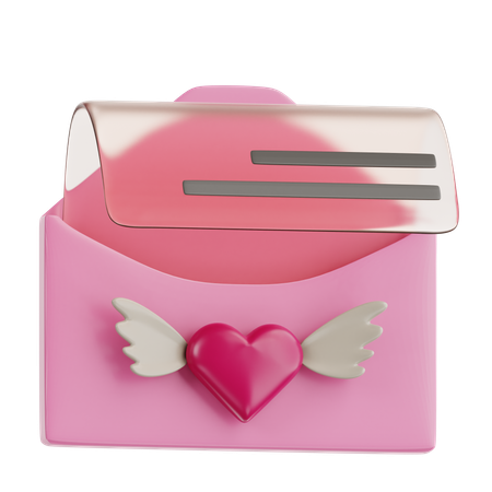 Letter with a Heartfelt Message  3D Icon