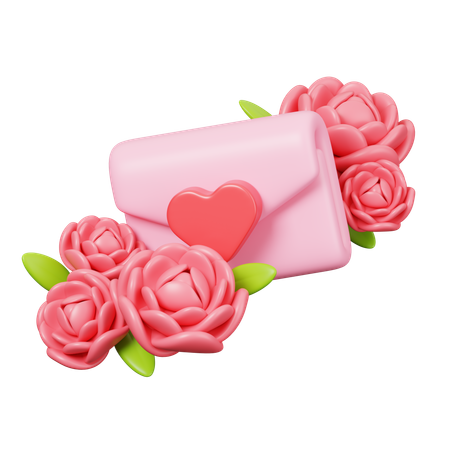 Letter With Rose  3D Icon