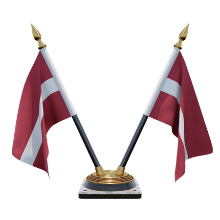 Lettland Doppel-Tischflaggenständer  3D Flag