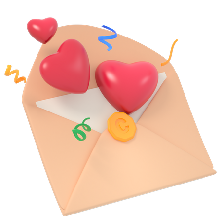 Lettre d'amour  3D Illustration