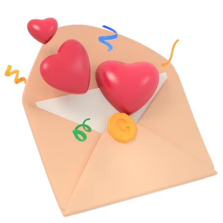 Lettre d'amour  3D Illustration