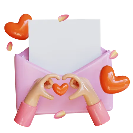 Lettre d'amour  3D Illustration