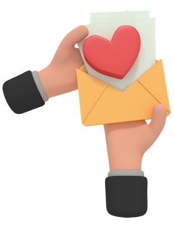 Lettre d'amour ouverte  3D Illustration