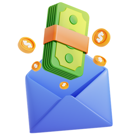 Lettre de transfert d'argent et de paiement  3D Icon