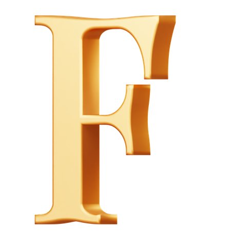 Lettre f majuscule dorée  3D Icon