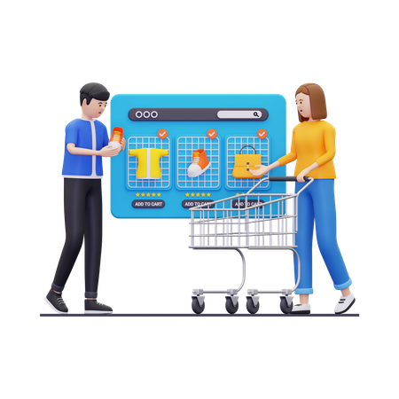 Leute, die online einkaufen  3D Icon