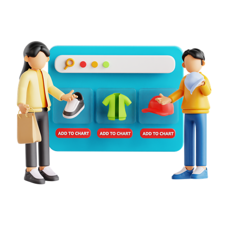 Leute, die online einkaufen  3D Icon
