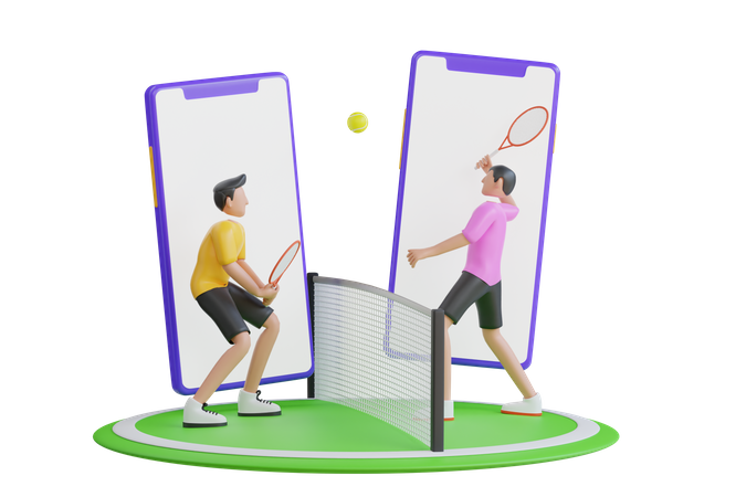 Leute, die online Tennis spielen  3D Icon