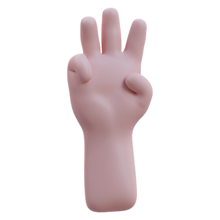 Levanta el gesto de la mano con tres dedos  3D Icon