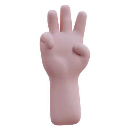 Levanta el gesto de la mano con tres dedos  3D Icon