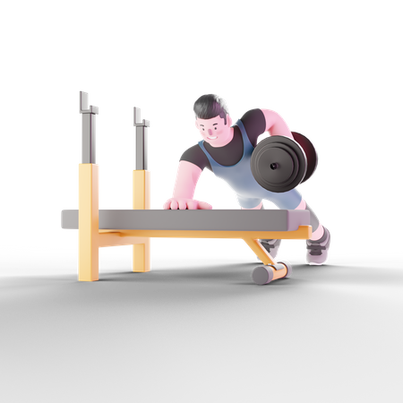 Levantador de pesas haciendo ejercicio con mancuernas  3D Illustration