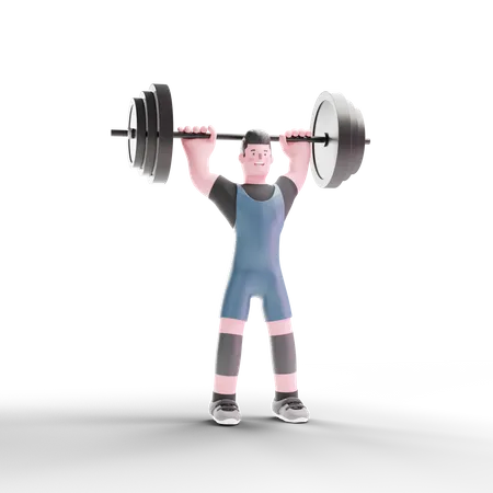 Levantador de pesas levantando pesas  3D Illustration