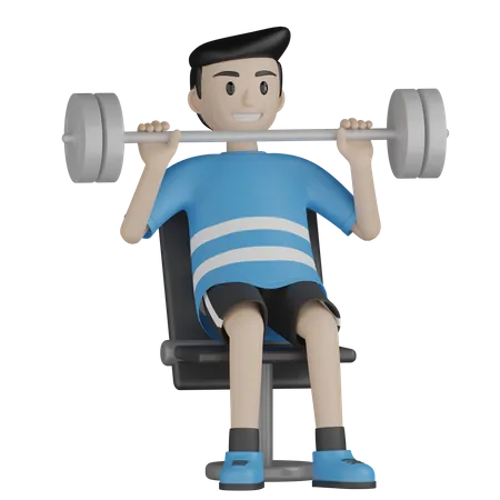 Levantador de pesas levantando peso  3D Illustration