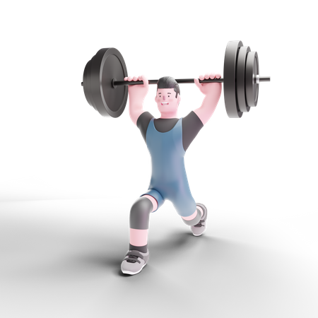 Levantador de pesas masculino levantando peso  3D Illustration