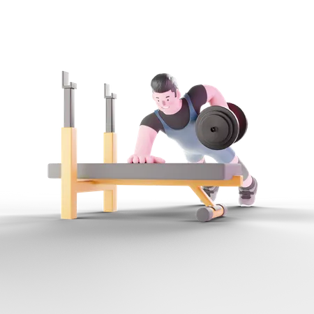Levantador de peso malhando com halteres  3D Illustration
